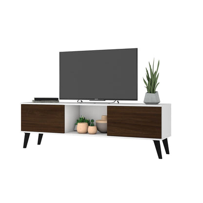 Mid-Century TV Stand, White, Nut Brown (view 10)
