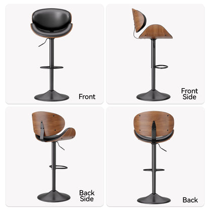 PU Leather Swivel Bar Stools, Set of 1, Black (view 52)