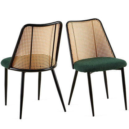 Boucle Mid-Century Dining Chairs, Set of 2, Green (view 4)