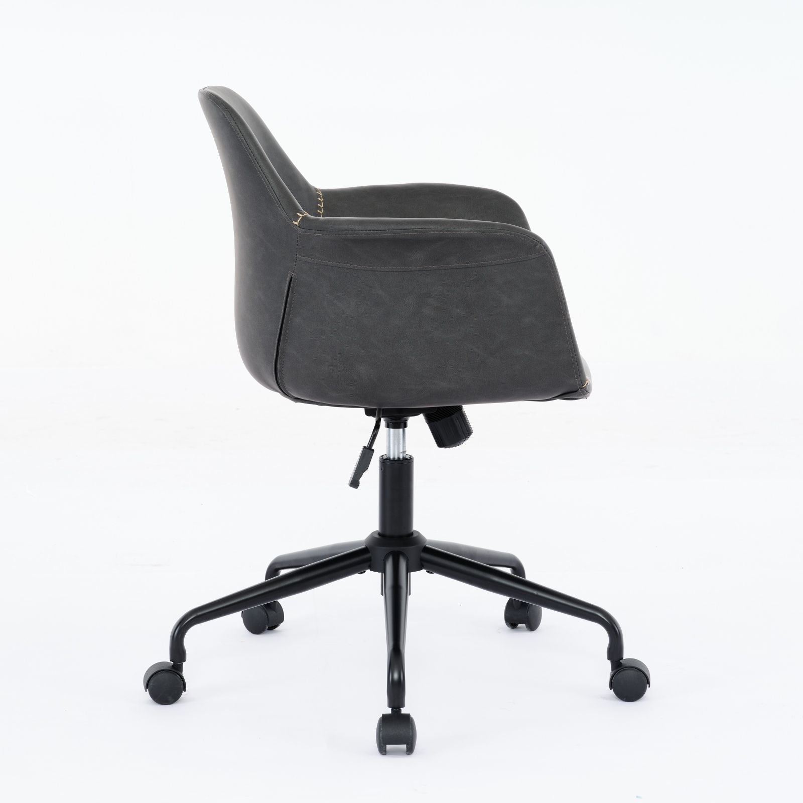 Faux Leather Mid-Century Accent Chair, Black (view 5)