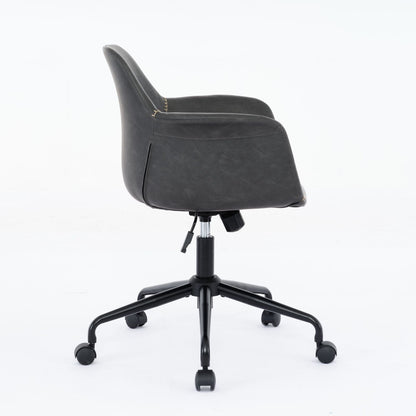 Faux Leather Mid-Century Accent Chair, Black (view 5)