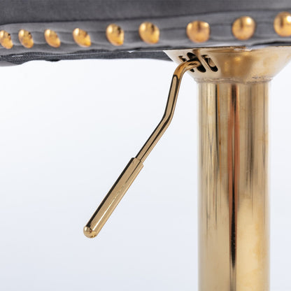 Gold Velvet Swivel Bar Stools, Tufted, Adjustable (view 38)