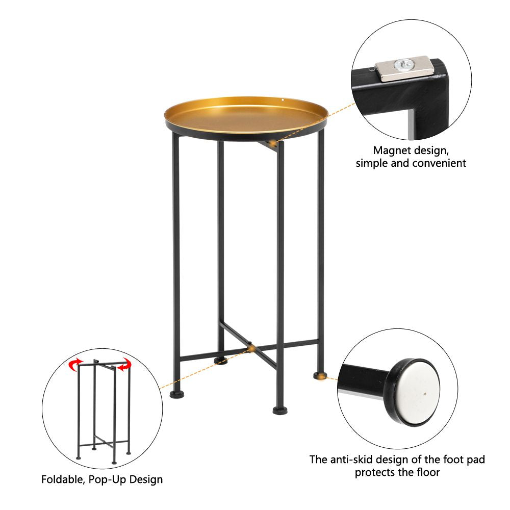 Metal Mid-Century Nightstand, Gold, 25.6" Wide (view 4)
