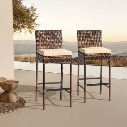 Rattan Swivel Bar Stools, Beige, Set of 2 (view 13)