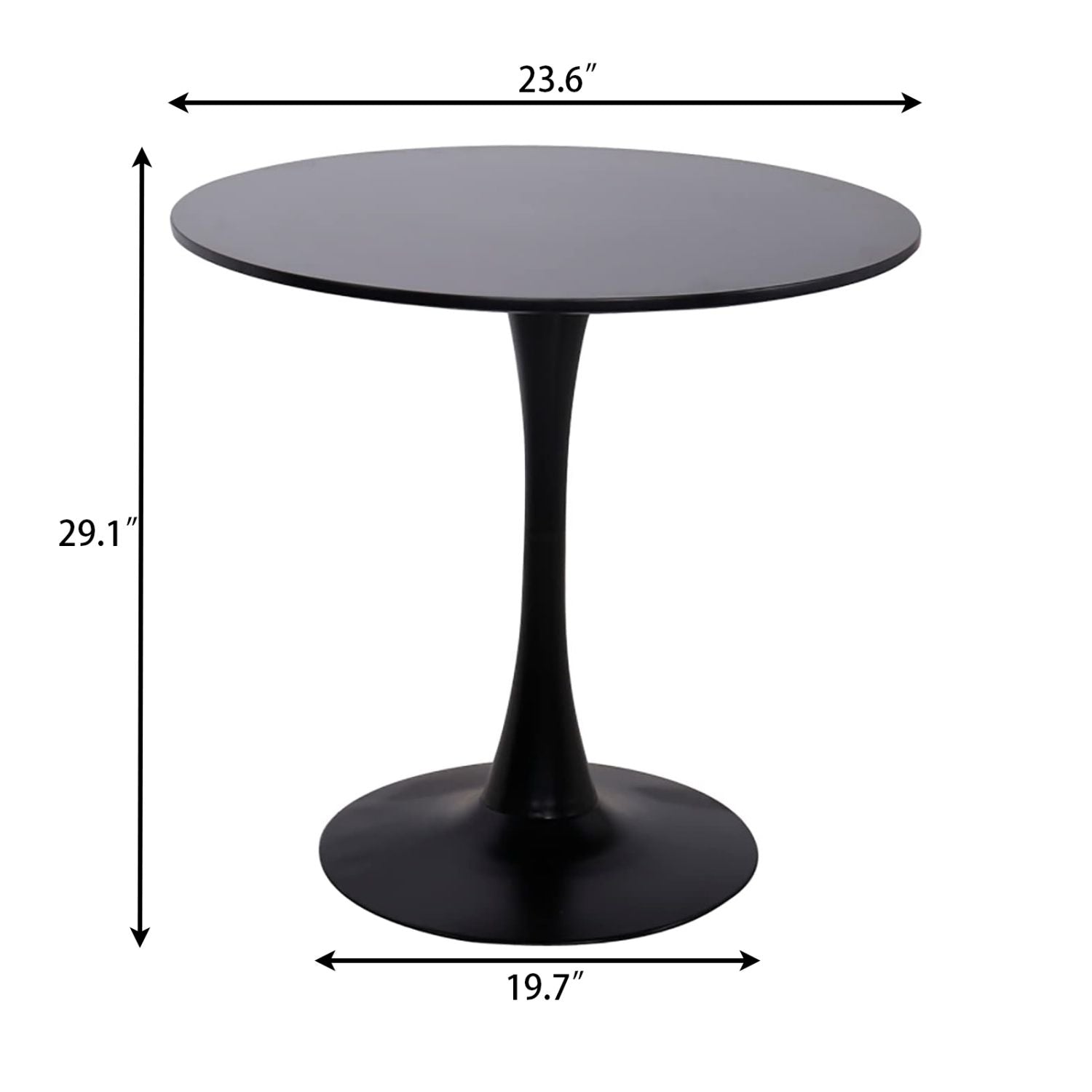 Wood Mid-Century Coffee Table, Black, Round (view 7)