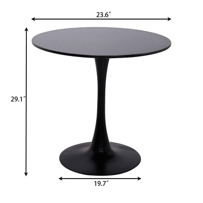 Wood Mid-Century Coffee Table, Black, Round (view 7)