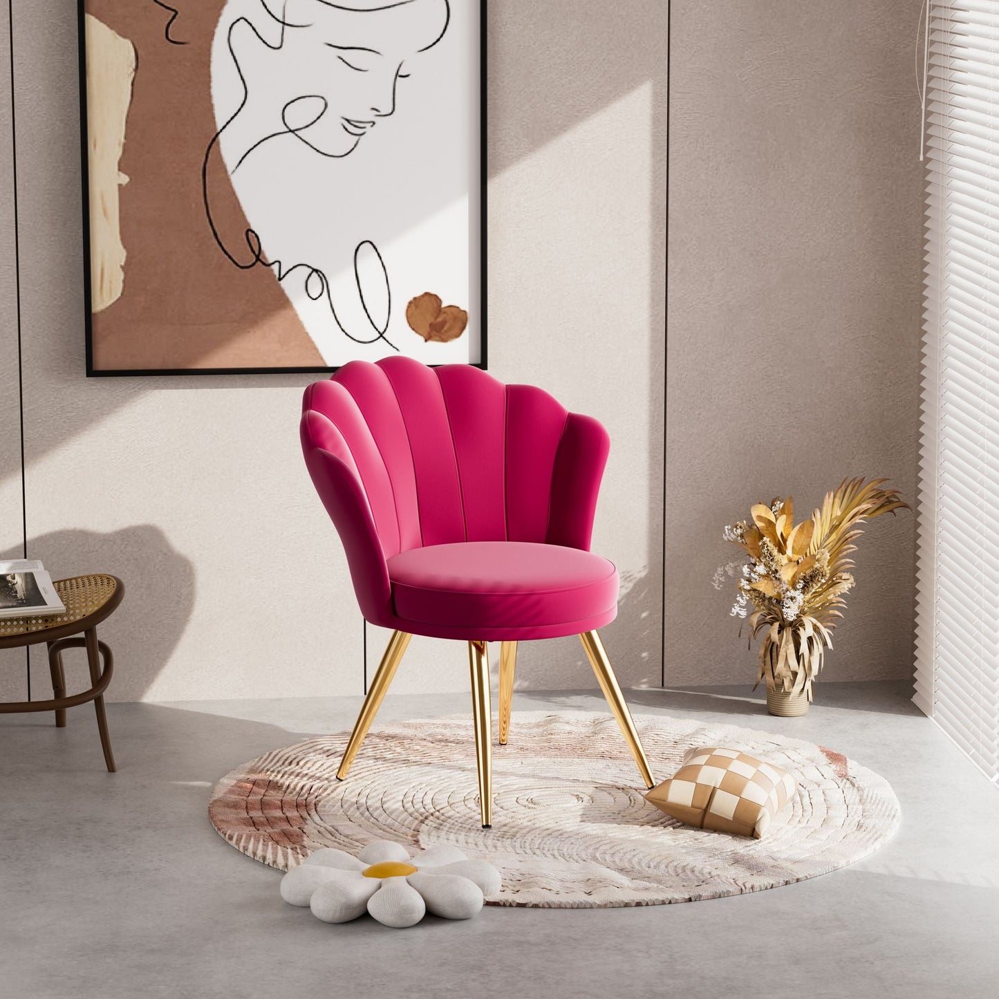 Velvet Mid-Century Accent Chair, Gold (view 21)