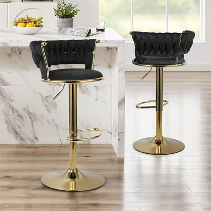 Velvet Swivel Bar Stools, Set of 2, Gold (view 66)