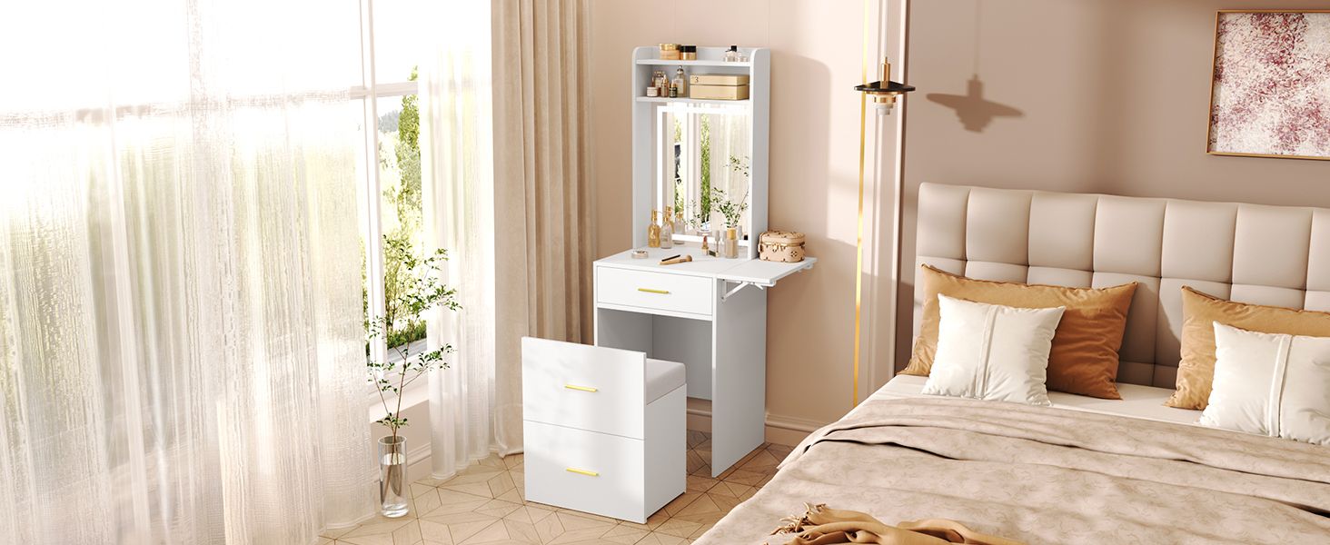 Mid-Century Vanity, White (Style 3) (view 5)