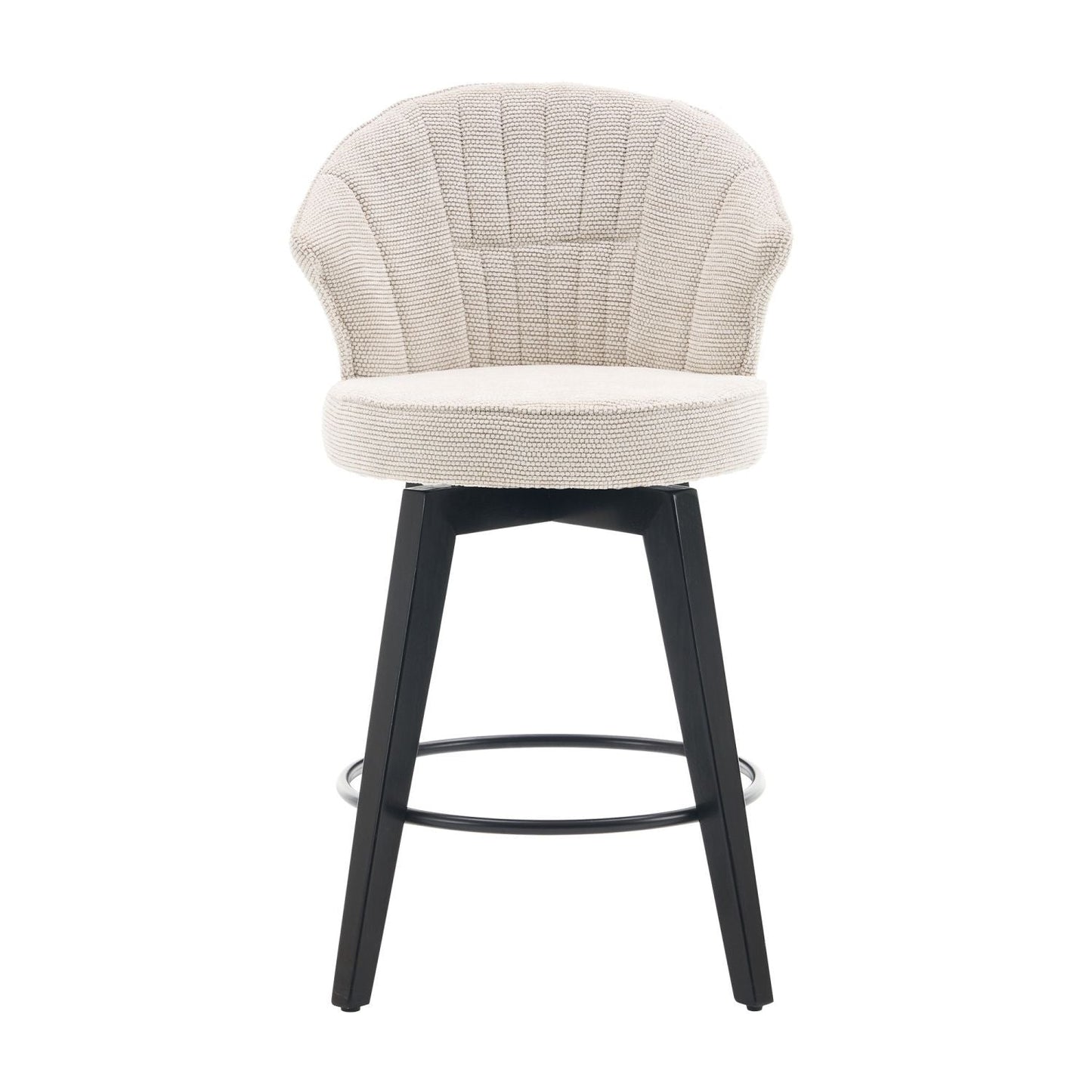 Chenille Mid-Century Accent Chair, White, Swivel (view 9)