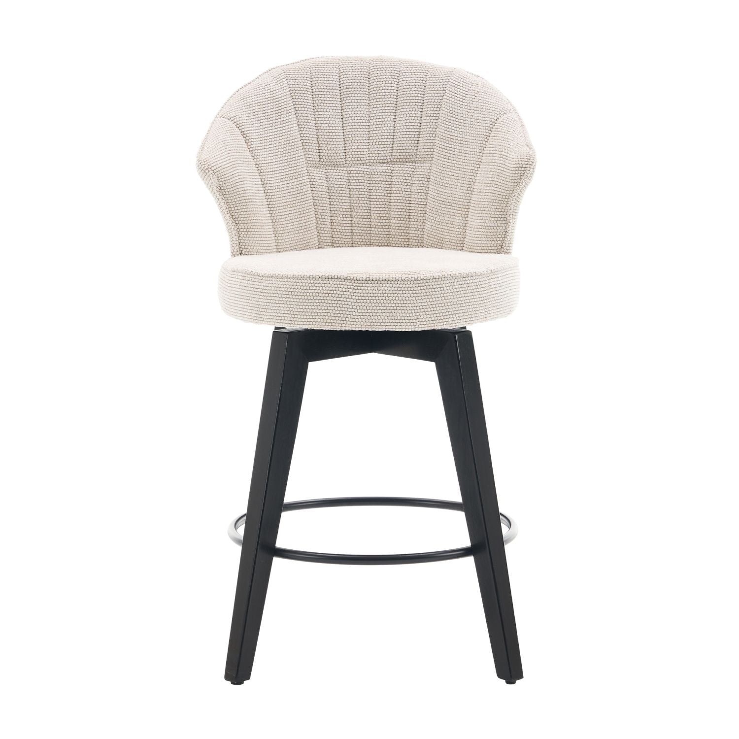 Chenille Mid-Century Accent Chair, White, Swivel (view 9)