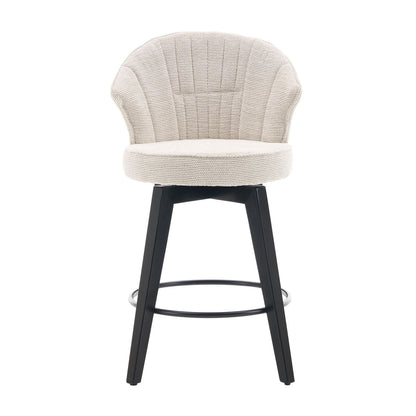 Chenille Mid-Century Accent Chair, White, Swivel (view 9)