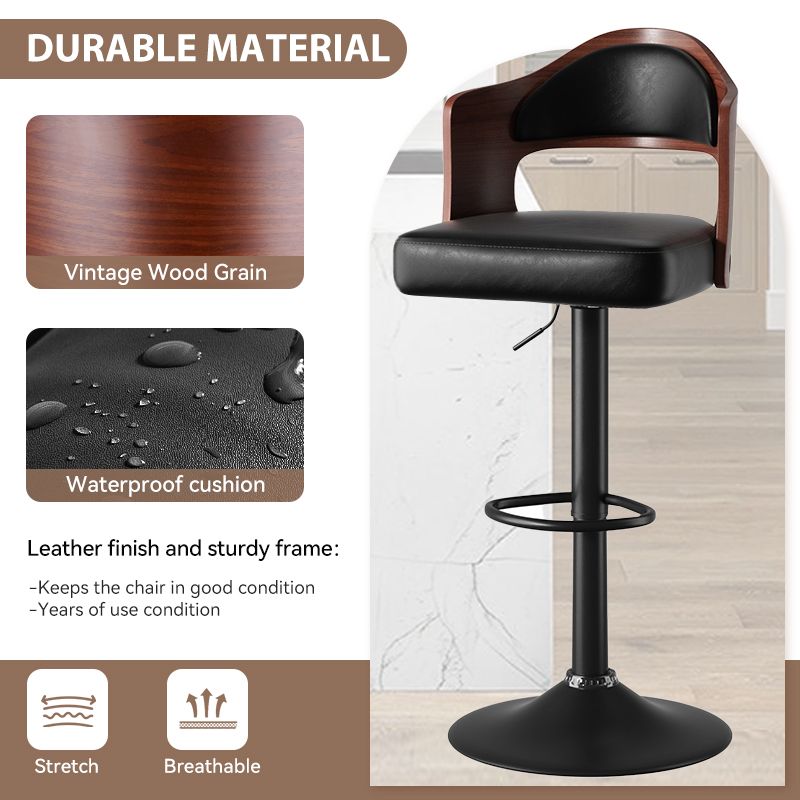 Faux Leather Swivel Bar Stools, Set of 2, 18" Wide (view 69)