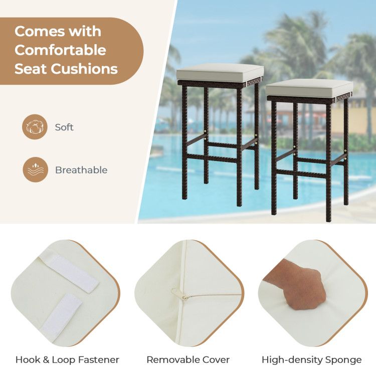 Rattan Swivel Bar Stools, Mix Brown, Set of 2 (view 9)