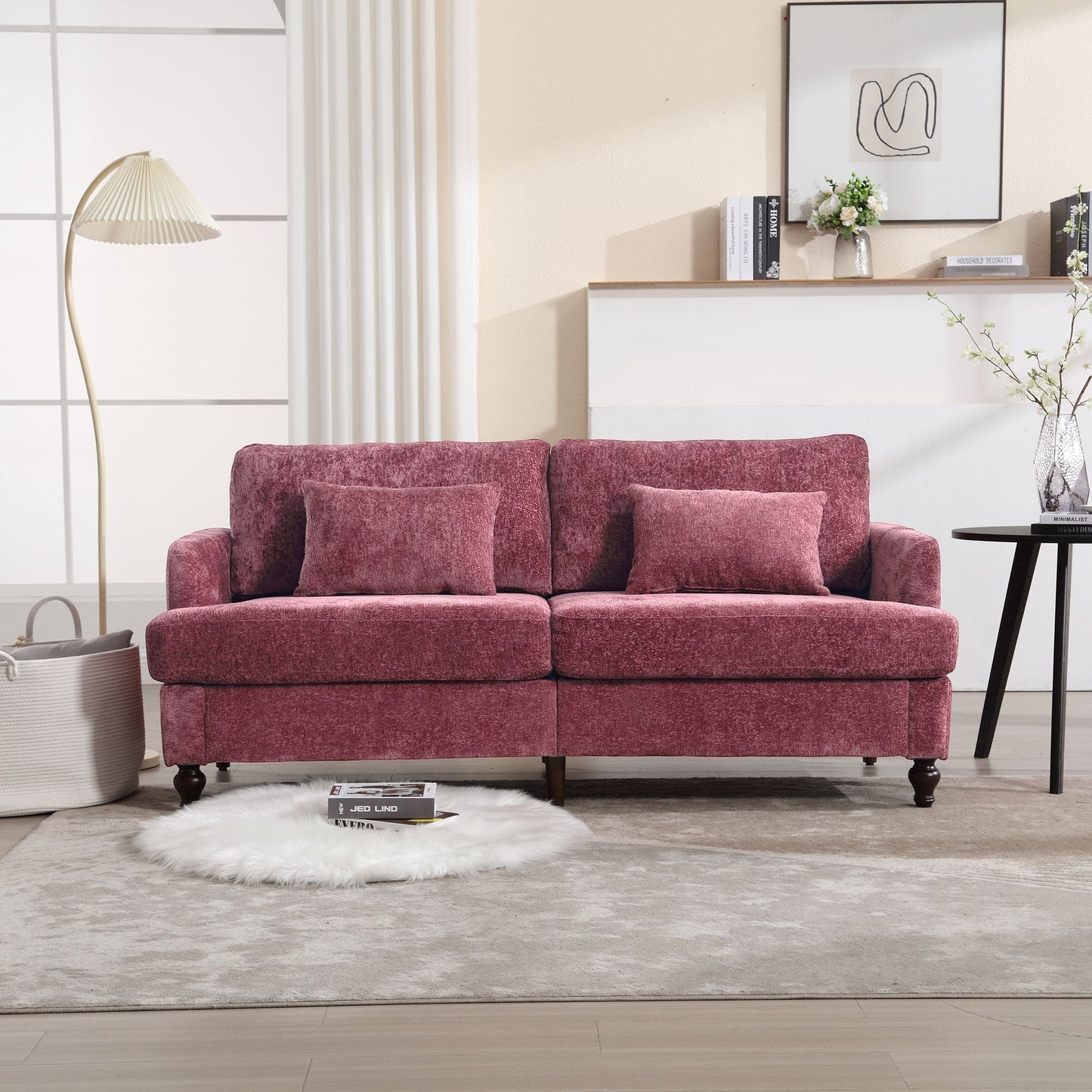 Chenille 2-Seat Mid-Century Sofa, Brown, 68.9" Wide (view 4)