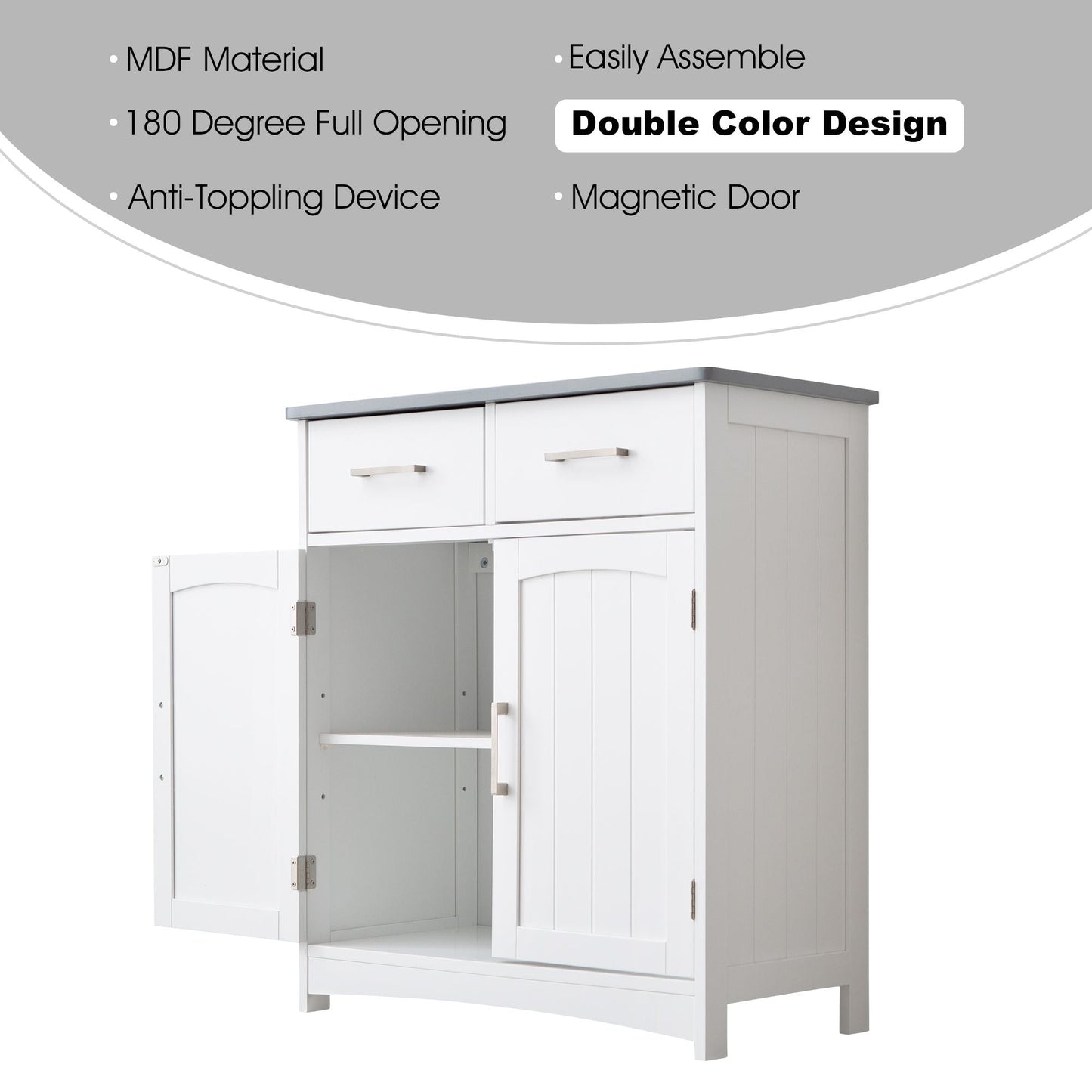 Mid-Century Cabinet, White&Gray (view 10)