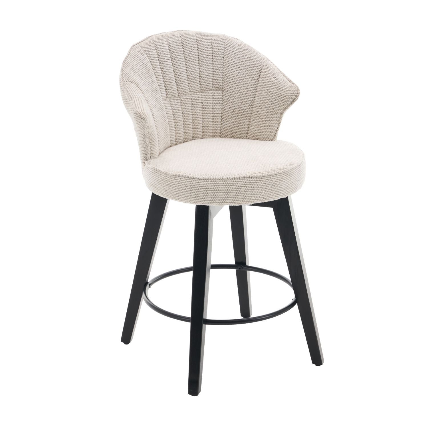 Chenille Mid-Century Accent Chair, White, Swivel (view 10)