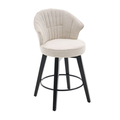 Chenille Mid-Century Accent Chair, White, Swivel (view 10)
