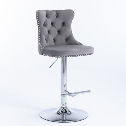 Velvet Swivel Bar Stools, Chrome, Set of 2 (view 3)