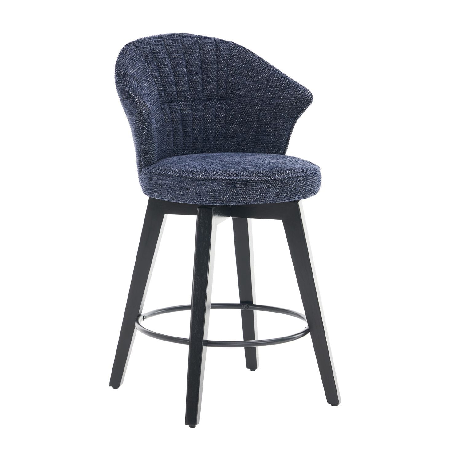 Chenille Swivel Bar Stools, Blue, Wide Backrest (view 10)