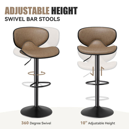 Faux Leather Swivel Bar Stools, Set of 2, Yellow (view 13)