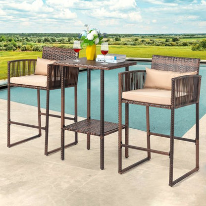 Rattan Swivel Bar Stools, Brown (view 5)