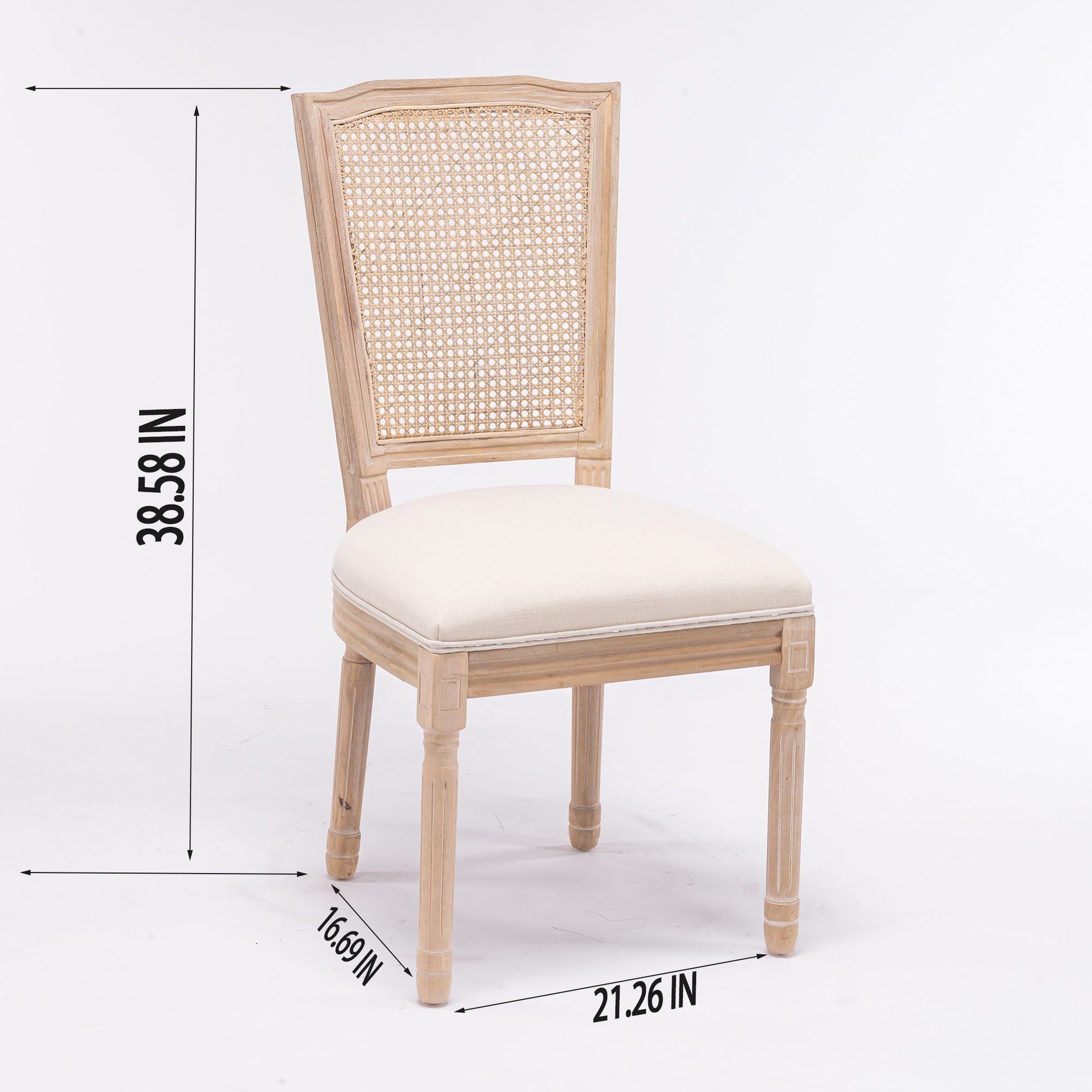 Linen Mid-Century Dining Chairs, Set of 2, Cream, 20" Wide (view 4)