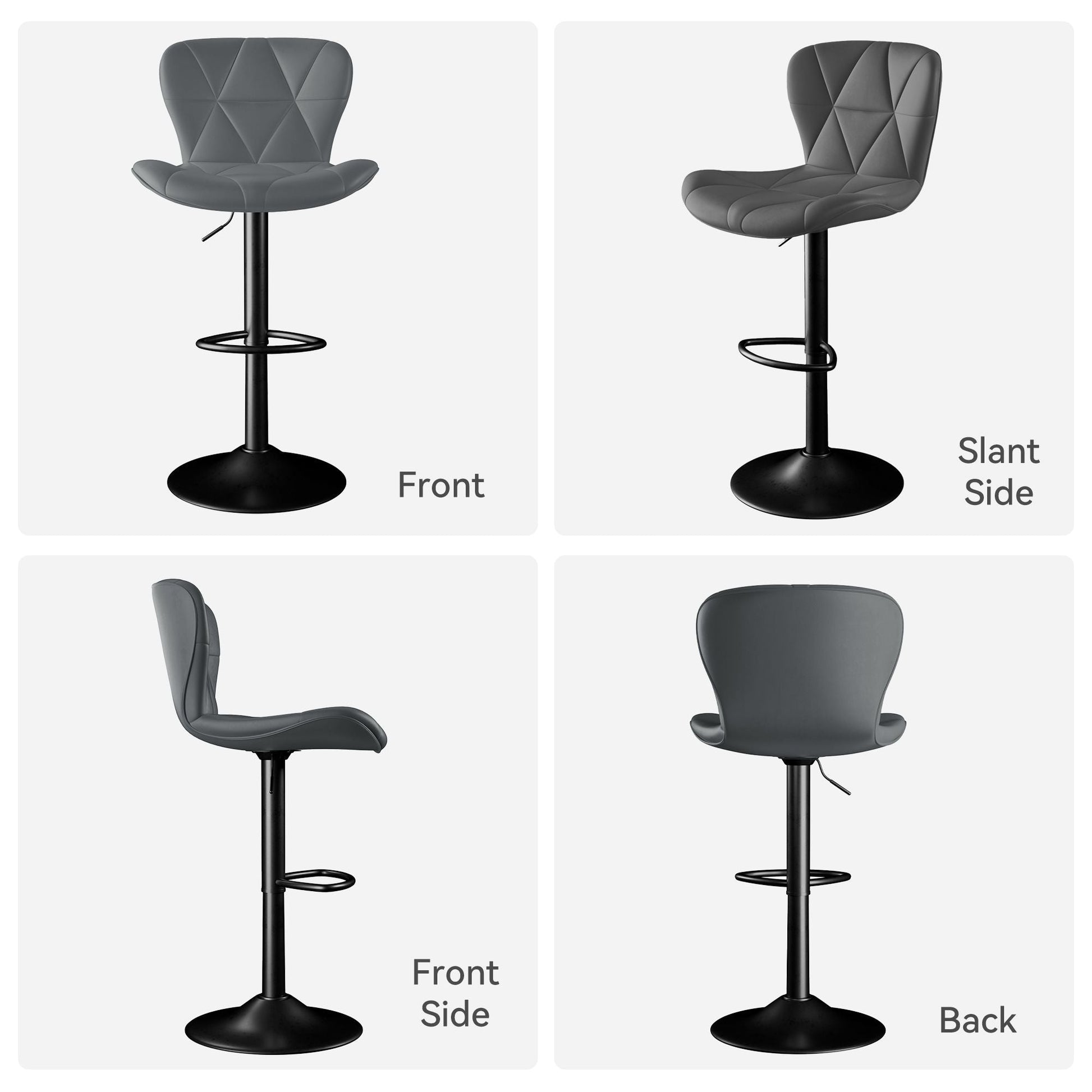 Faux Leather Swivel Bar Stools, Set of 2, Adjustable Height (view 74)