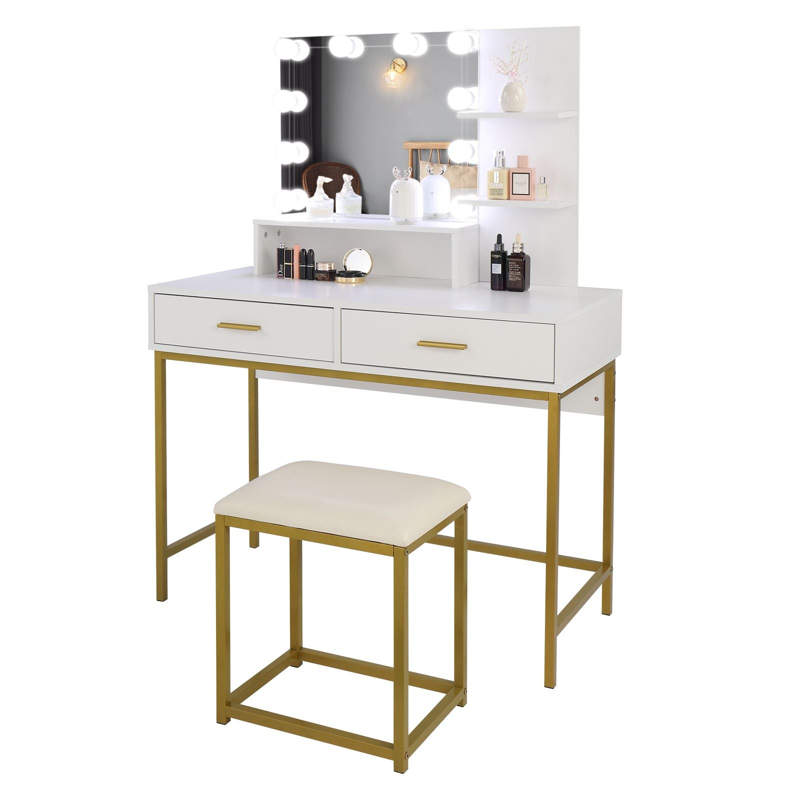 FCH Vanity Table, LED Mirror, 2 Drawers, Stool (view 14)