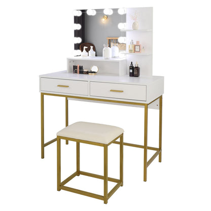 FCH Vanity Table, LED Mirror, 2 Drawers, Stool (view 14)