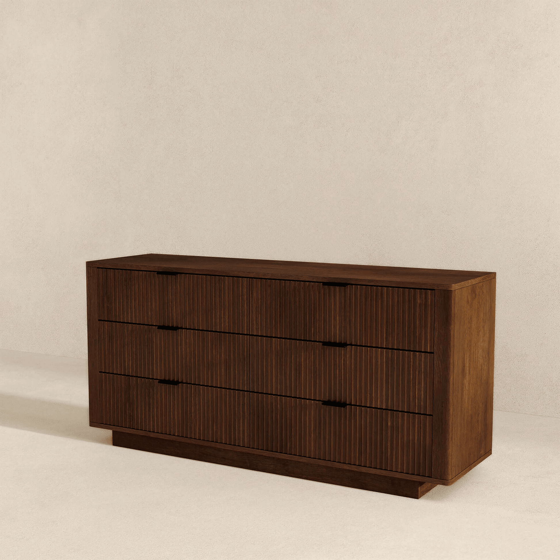 Lola Walnut Dresser, 6 Drawers, Mid-Century Look (view 5)