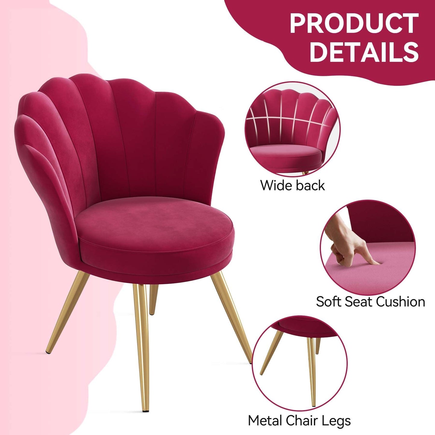 Velvet Mid-Century Accent Chair, Gold (view 14)