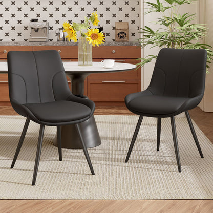 Leather Mid-Century Dining Chairs, Set of 2, 20" Wide