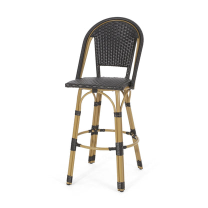 Rattan Swivel Bar Stools, Black, Set of 2, 19.75" Wide (view 7)