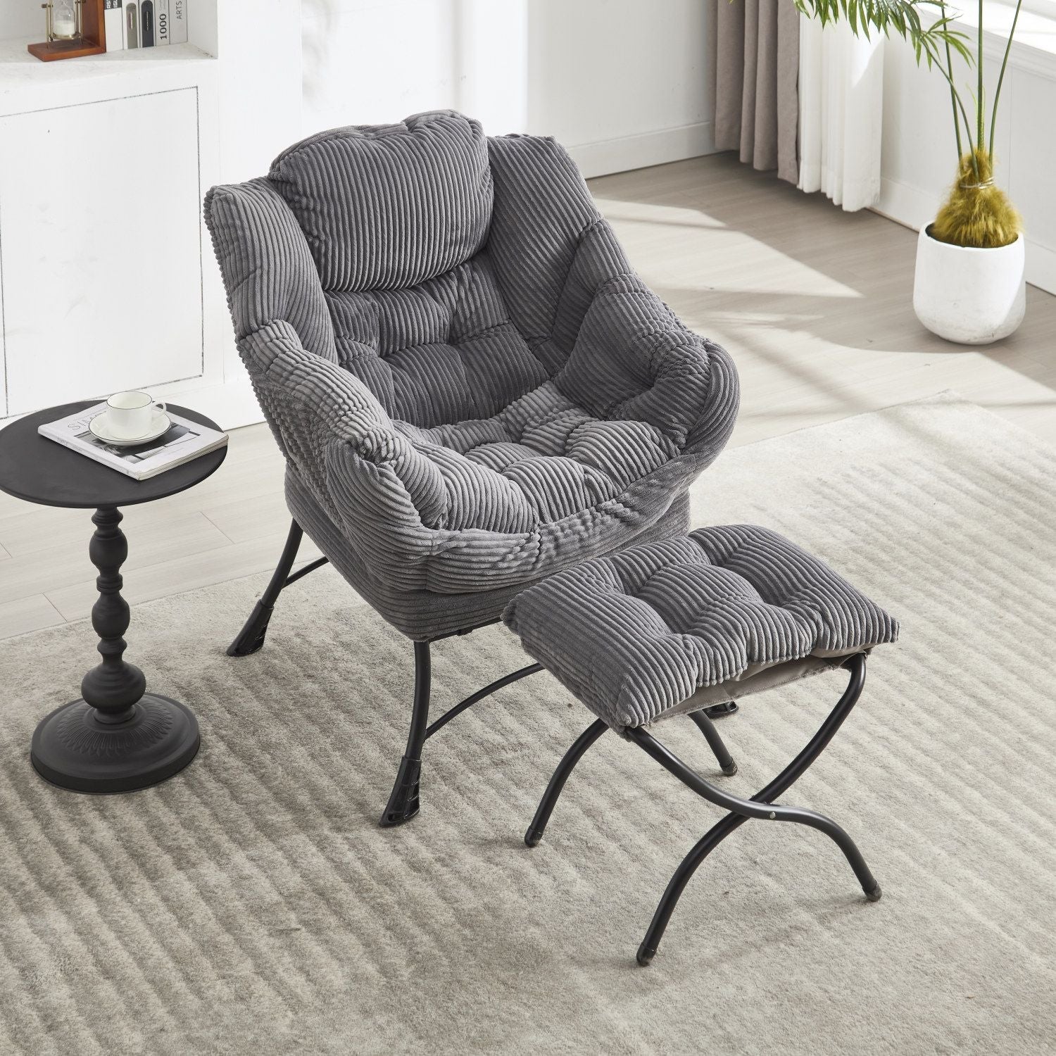 Upholstered 3-Seat Mid-Century Sofa, White (view 2)