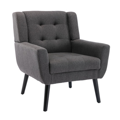 Linen Mid-Century Accent Chair, Black (view 30)