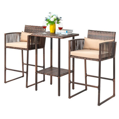 Rattan Swivel Bar Stools, Beige (view 2)