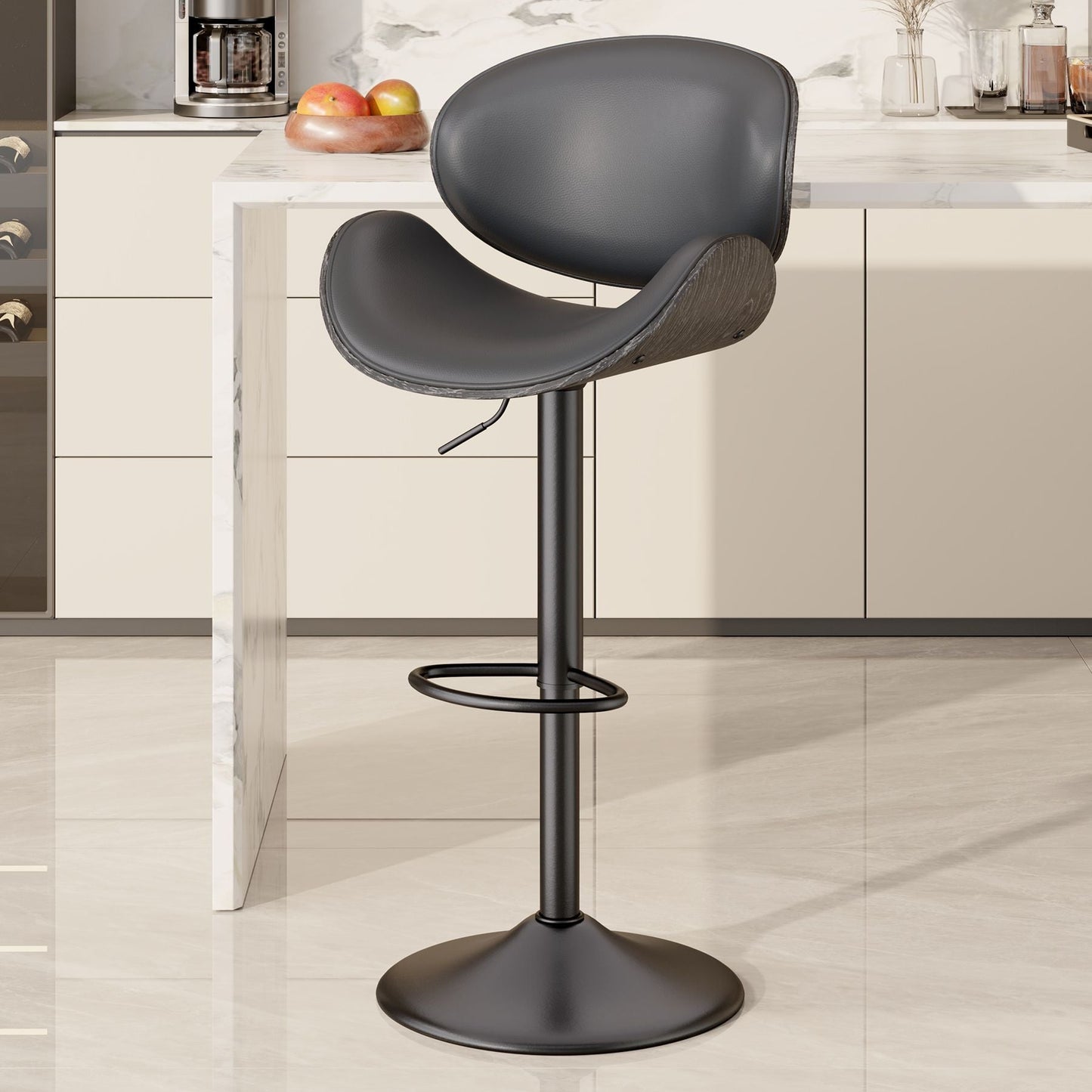 PU Leather Swivel Bar Stools, Set of 1, 18" Wide (view 65)