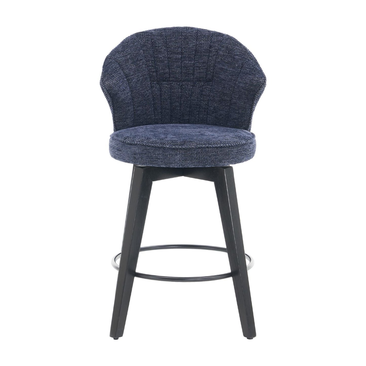 Chenille Swivel Bar Stools, Blue, Wide Backrest (view 9)