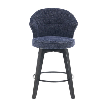 Chenille Swivel Bar Stools, Blue, Wide Backrest (view 9)