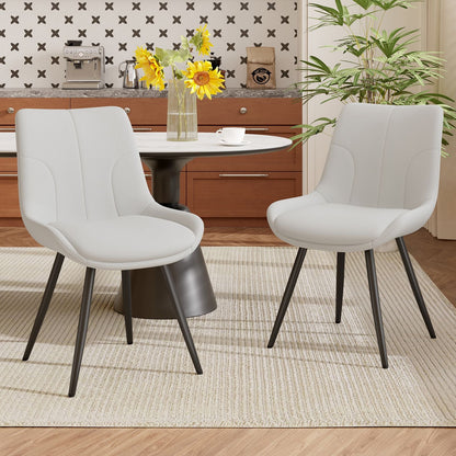 Leather Mid-Century Dining Chairs, Set of 2, Black (view 40)