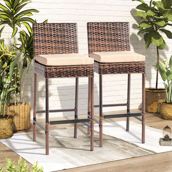 Rattan Swivel Bar Stools, Brown, Set of 2 (view 16)