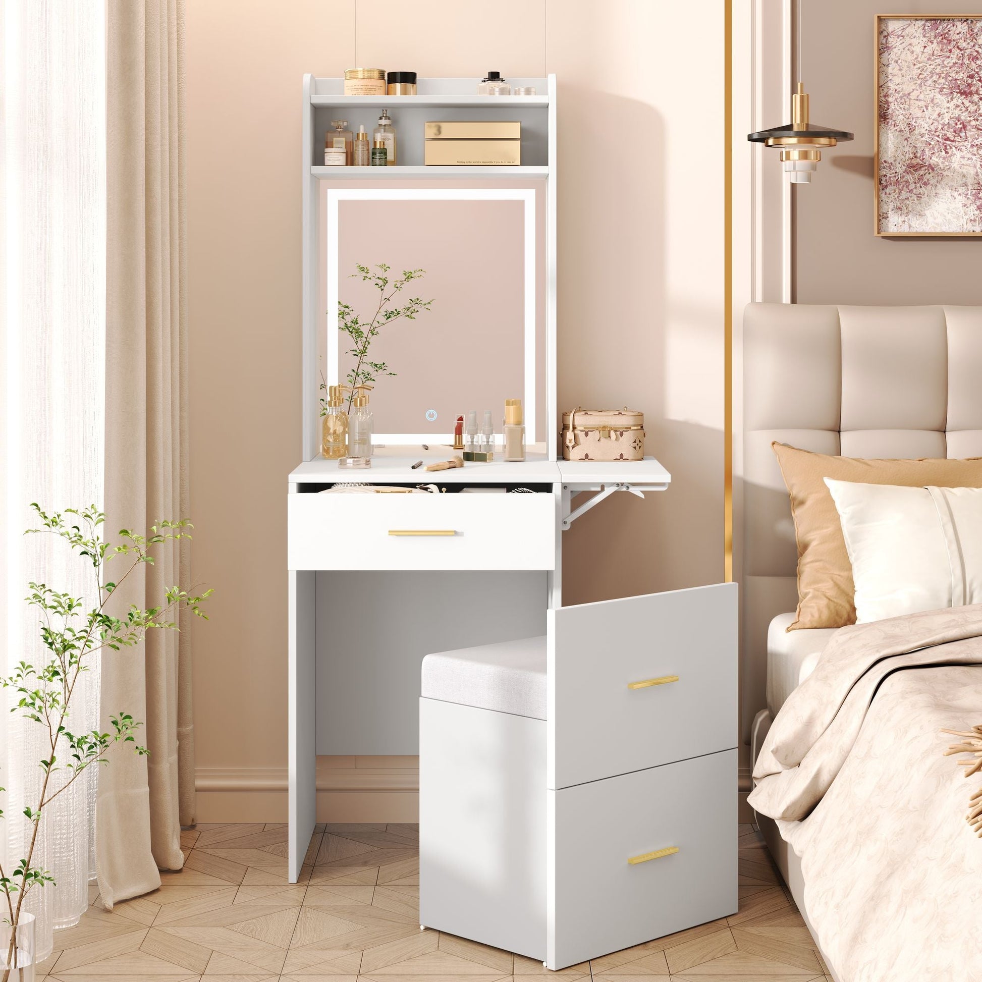 Mid-Century Vanity, White (Style 3) (view 2)