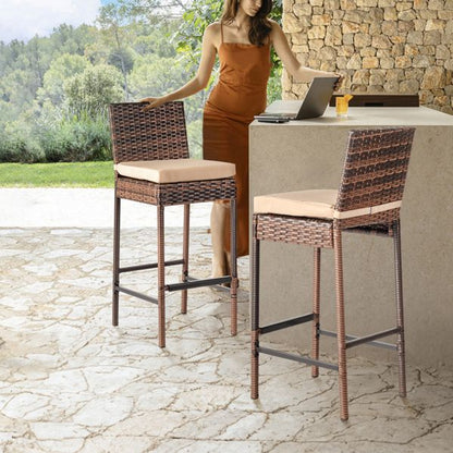 Rattan Swivel Bar Stools, Brown, Set of 2 (view 10)