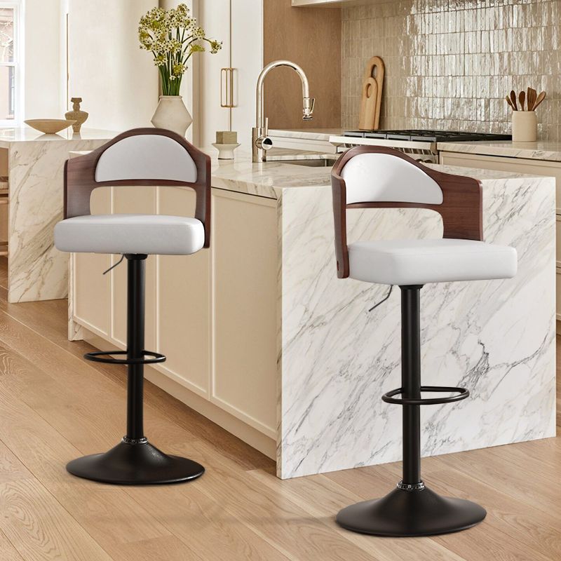 Faux Leather Swivel Bar Stools, Set of 2, 18" Wide (view 75)