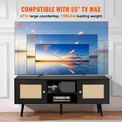 55" TV Mid-Century TV Stand, Black (view 3)