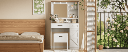 Mid-Century Vanity, White, 2 Drawers (view 5)