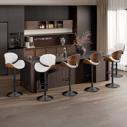PU Leather Swivel Bar Stools, Set of 1, Black (view 36)
