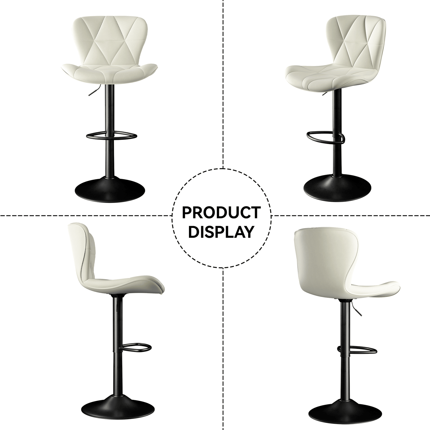 Faux Leather Swivel Bar Stools, Set of 2, Black (view 39)