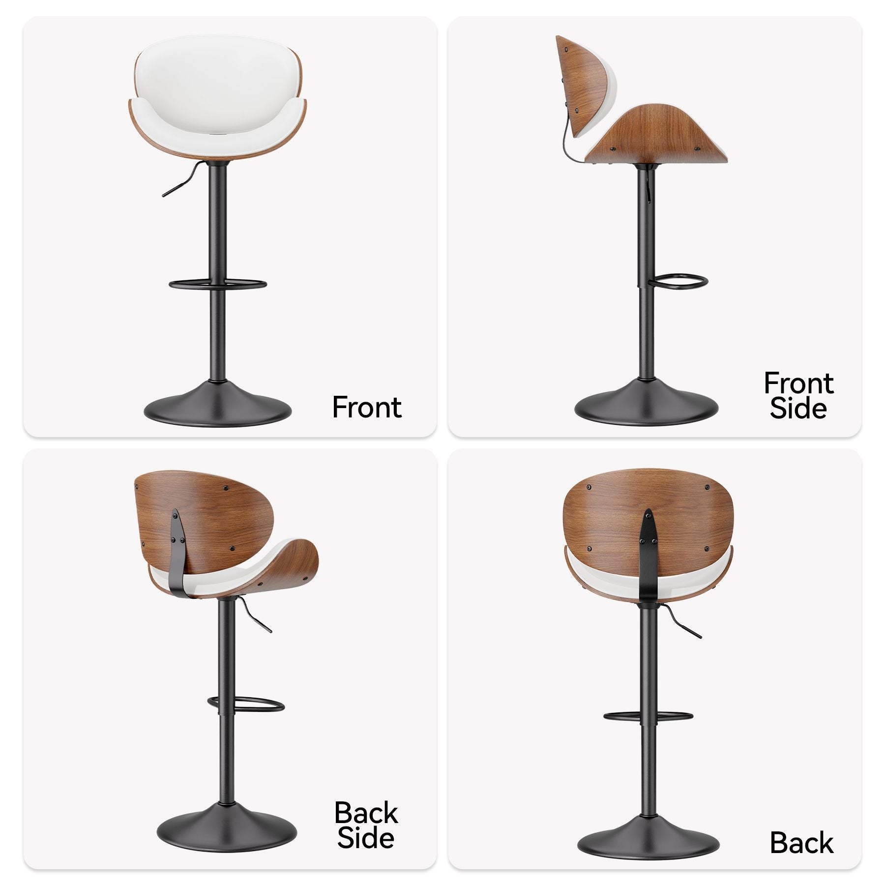 PU Leather Swivel Bar Stools, Set of 1, 18" Wide (view 79)